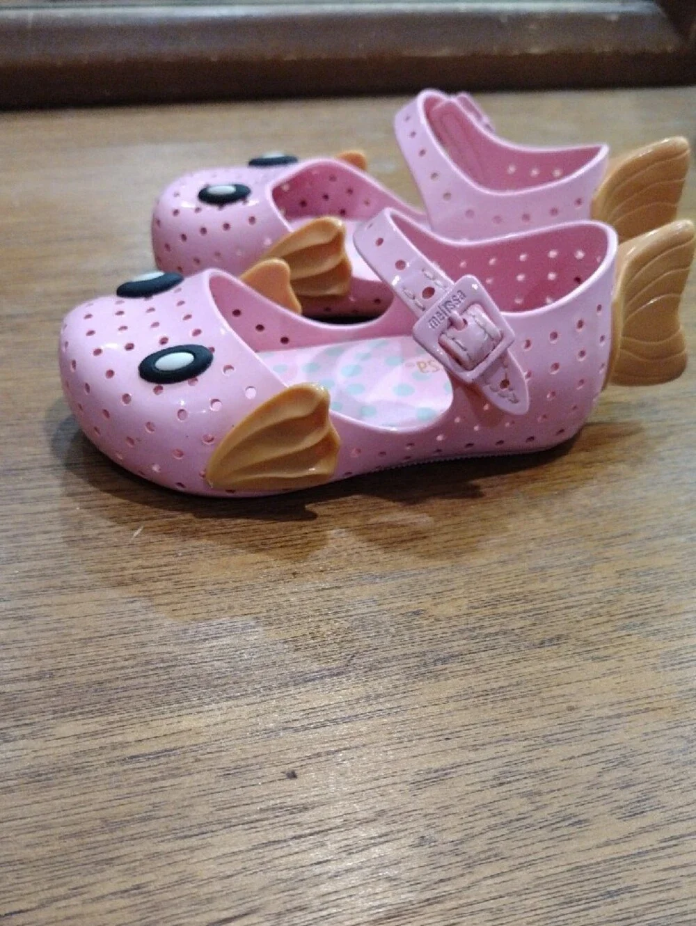 Mini Melissa Pink Jelly Mary Jane Sandals with Playful Eye Accents